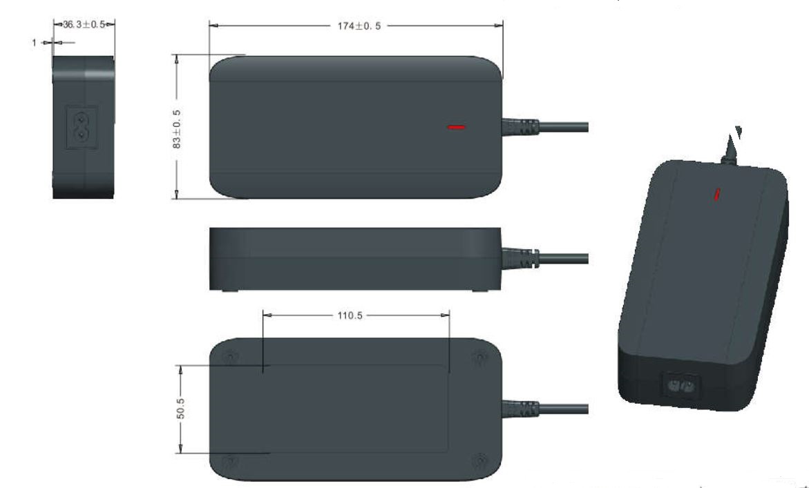 4A Atnen Ladegerät Li-Ion 42V 170 Watt DC 5,5 x 2,1 mm