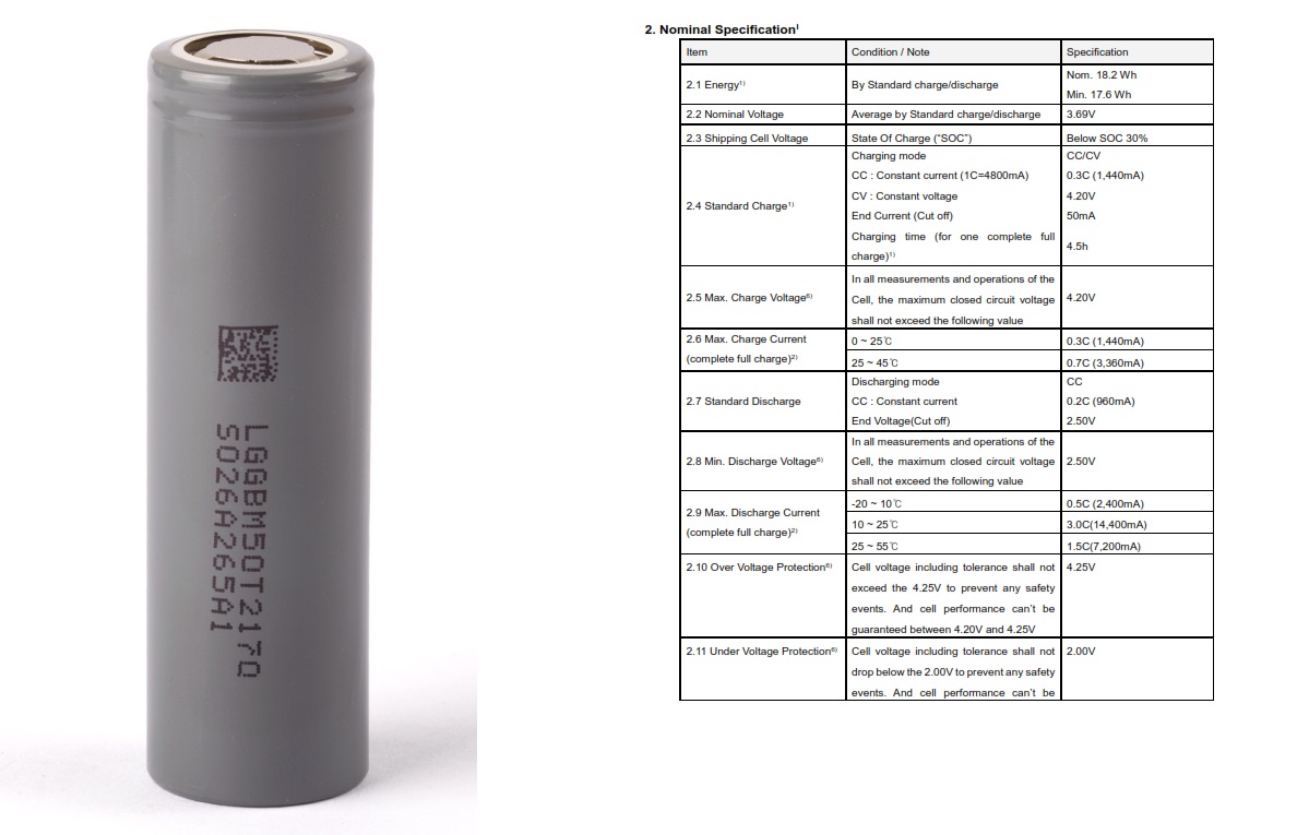 LG  Li-Ion-Zelle INR21700-M50LT 21700 5000 mAh (2C)  