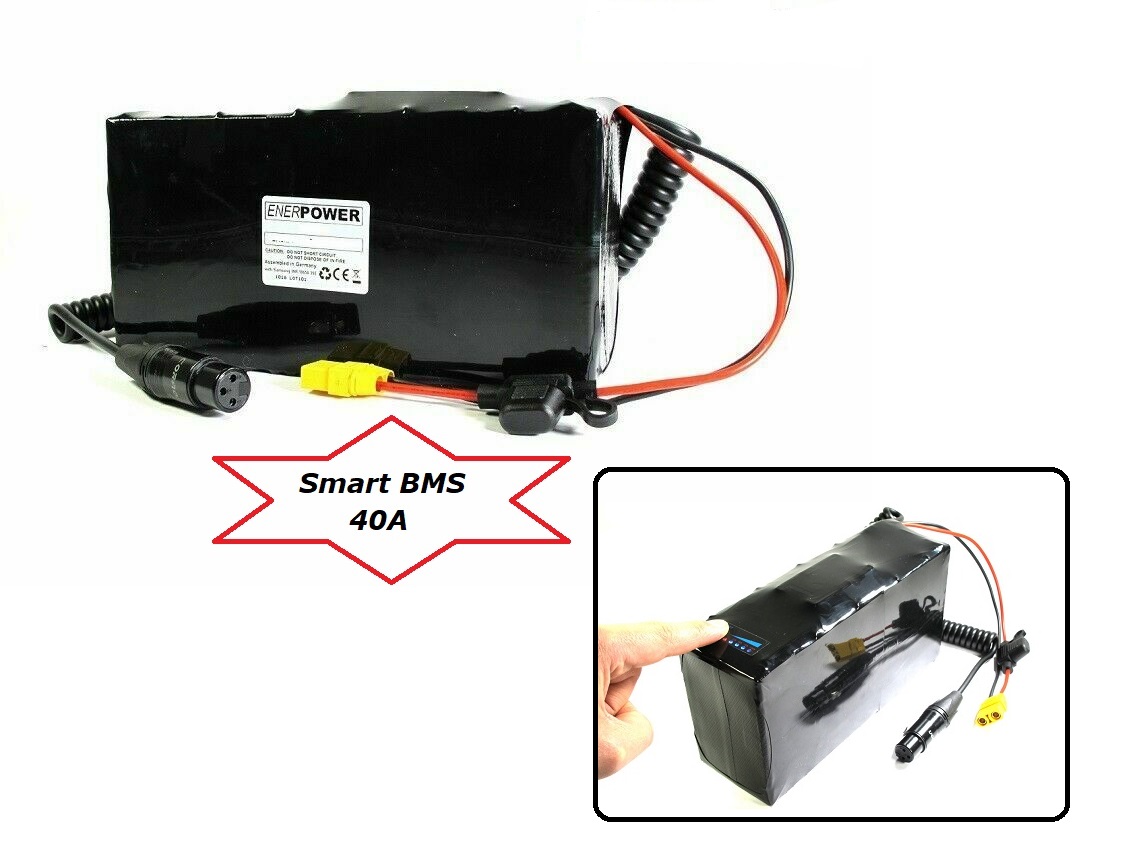 Softpack-Akku 36V 20Ah BMS 40A XLR-3 mit 40T 1440 Watt