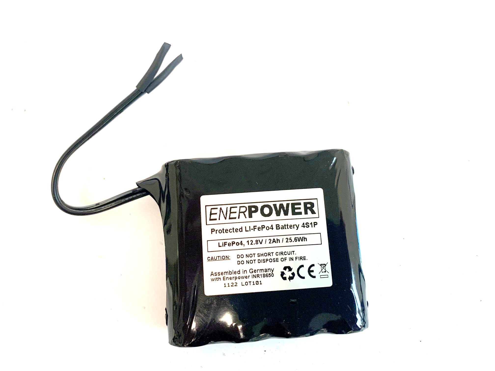 ENERpower 12V LiFePO4 4S1P 18650  2000 mAh Open-End Kabel  