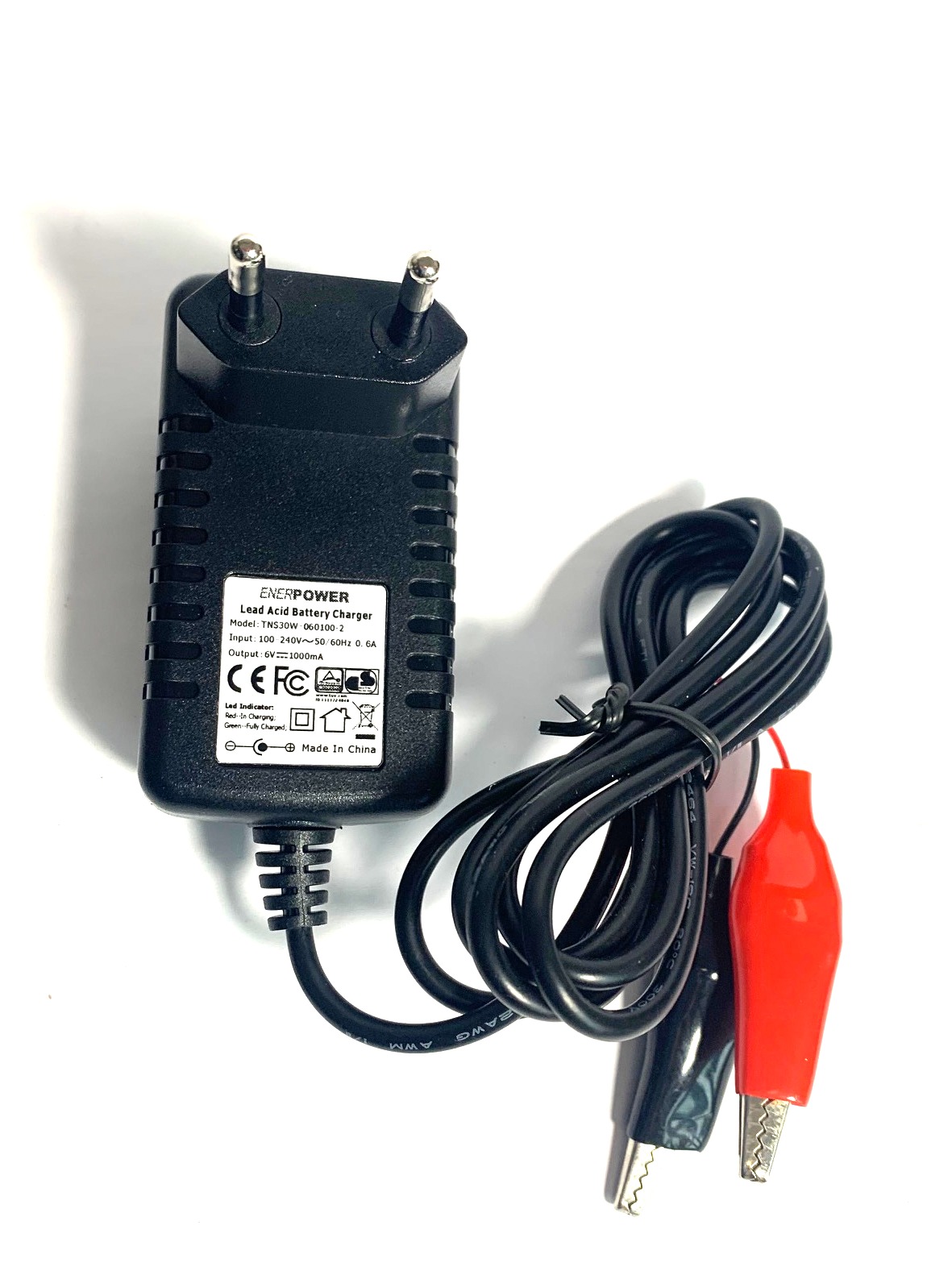 1A Ladegerät für Bleiakkus 6V (AGM / GEL / SLA / VRLA) Krokodile