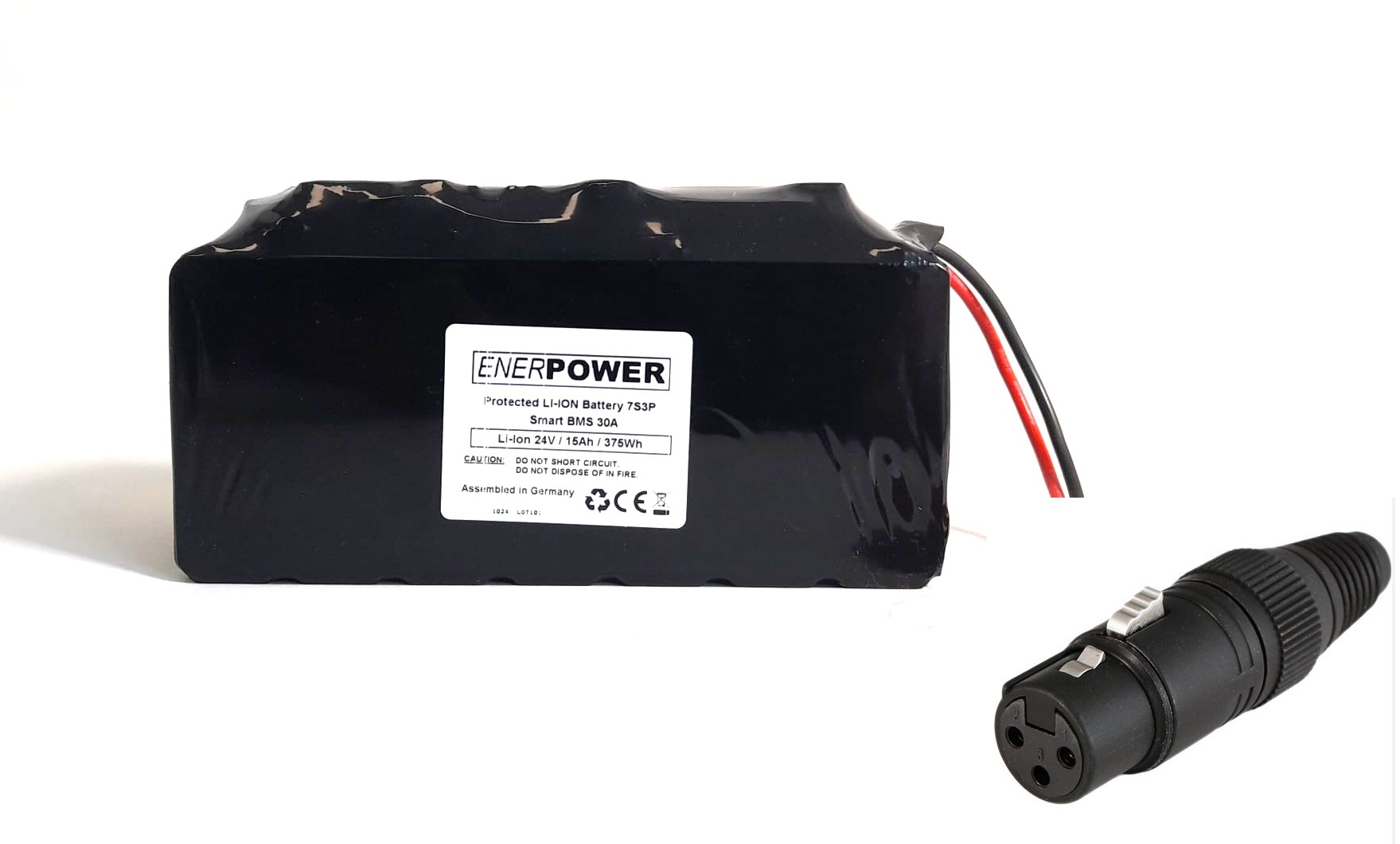 Softpack-Akku 24V 15Ah Smart BMS 30A XLR-3 mit 50S (360Wh) XLR-3 für Leisure Golf Elektrotrolley