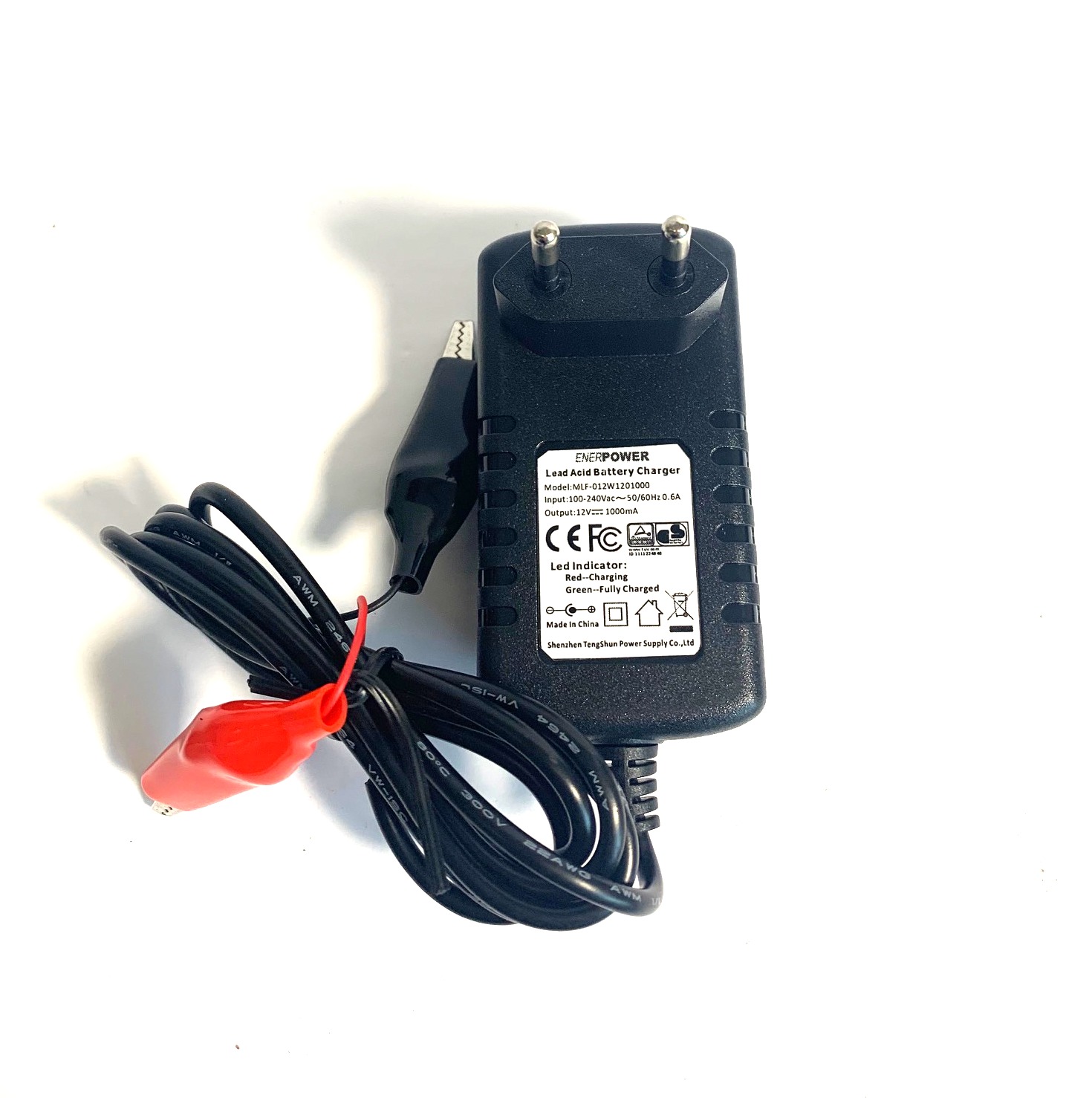 1A Ladegerät für Bleiakkus 12V (AGM / GEL / SLA / VRLA) Krokodile 