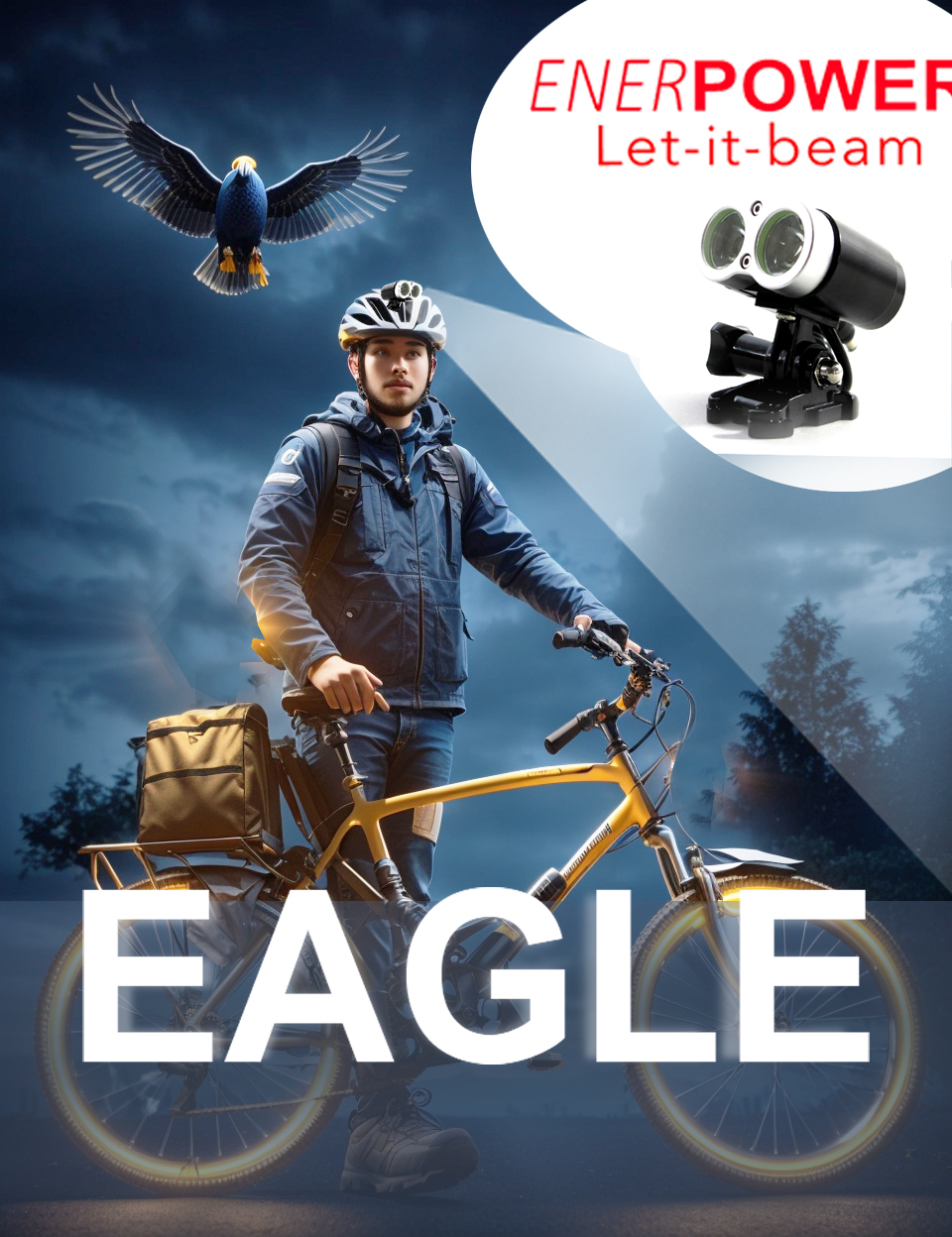 Enerpower EAGLE  Two CREE XM-L2 U2 helmet lamp 2200 lumens GoPro Version