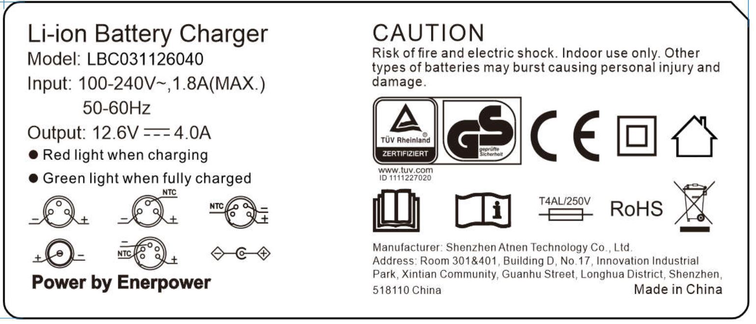 4A Li-Ion Ladegerät 3S DC Rundstecker ENERpower Desk-Top