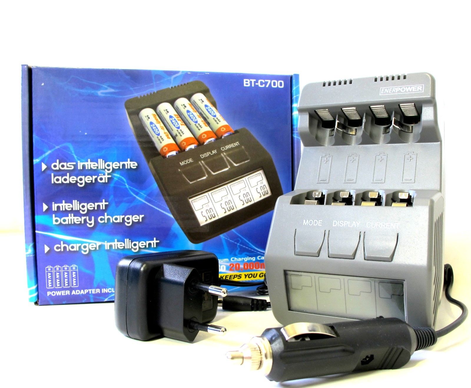 ENERpower BT-C700 Intelligentes Ladegerät für 4 AA/AAA NIMH/NiCd Akkus 1,2V