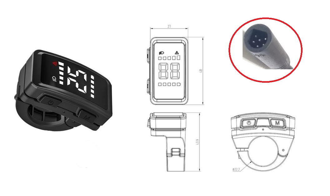 Display Enerpower DZ40 Tongsheng kompatibel 6-Pins (150 cm Kabel) 
