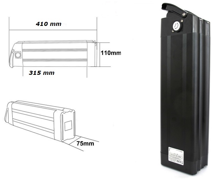 Enerpower Silverfish 48V 20,40Ah (980Wh) - Ohne Halterung (410 x 115 x 75 mm)