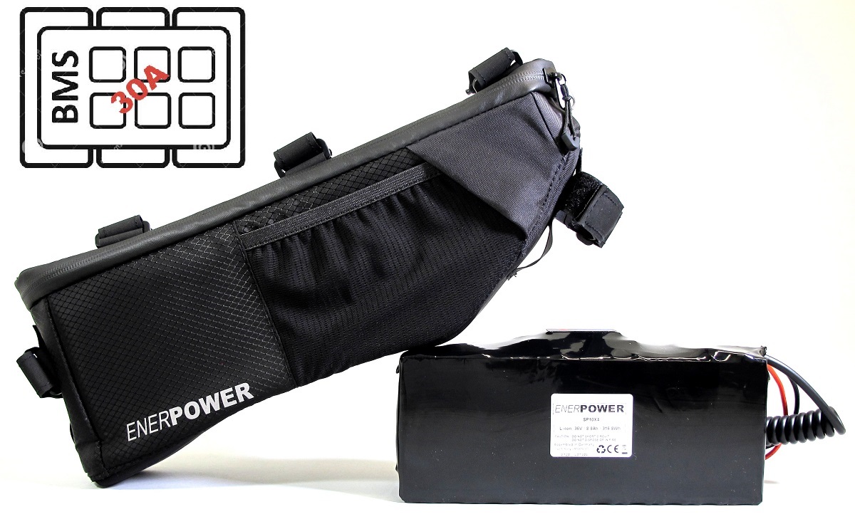 Softpack Akku 36V 16Ah  Smart BMS 30A in Enerpower Rahmentasche 