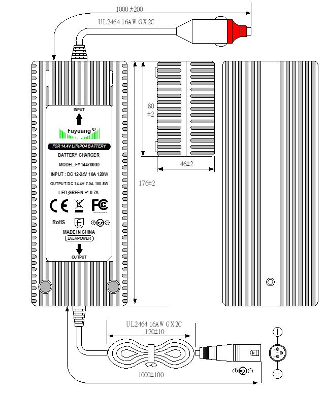14-4V_7A Fuyuang 12V-24V Ladegerät (14,4V) für Akkus LiFePO4 12V 7A