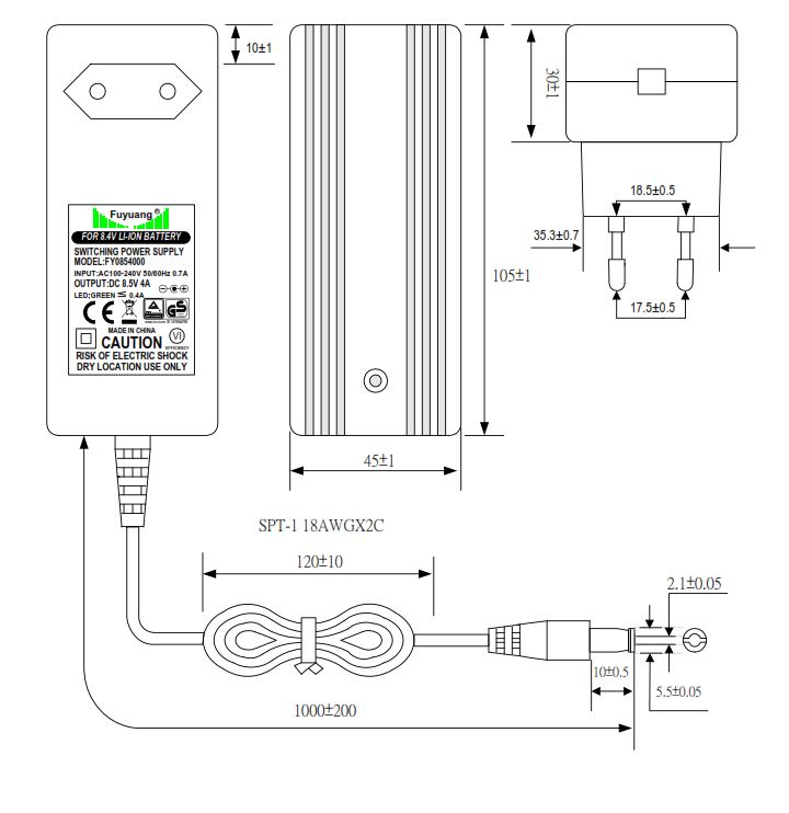 2S Charger for Li-ion Batteries 7.2V-7.4V 4A Round Plug