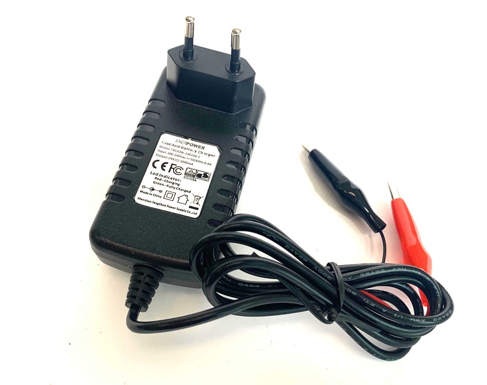1A Ladegerät für Bleiakkus 24V (AGM / GEL / SLA / VRLA) Krokodile  